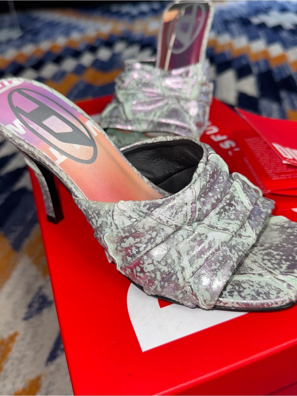 DIESEL D-Sydney SDL S Heels Mule Sandals Mint green pink size 5 new open box